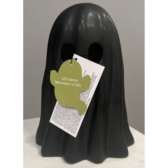 GOBLIN & GHOUL Ceramic Matte Black Ghost 8.5in Halloween Decor NWT - Picture 1 of 10